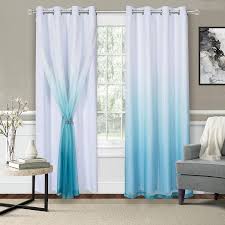 Navy blue and teal beach sea shells sand dollars shower curtain. Amazon Com Wontex Mix Match Blackout And Sheer Ombre Curtains For Living Room Bedroom White Teal 52 X 104 Inch Long Thermal Insulated Sun Light Blocking Grommet Curtain Panels Set Of 2 Furniture