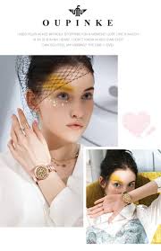 OUPINKE-Relógio mecânico automático para mulheres, mostrador zircão,  relógio de pulso casual, relógio feminino, nova moda