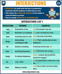 Interjection Definition List Of Interjections Examples Esl Grammar In 2020 Interjections English Learning Spoken Teaching English Grammar