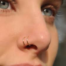 14k Fake Nose Ring 14k Gold Filled Double Nose Cuff No Etsy Fake Nose Rings Nose Piercing Jewelry Nose Piercing Hoop