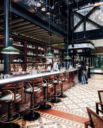 Hey Davina Dishoom King S Cross London Devol Kitchens Vintage Bar Stools Cafe Decor