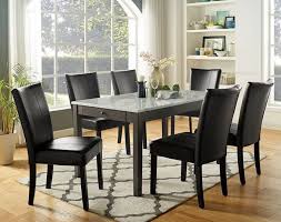 Cm3732t 7 Pc Canora Grey Mel Abia Dark Gray Finish Wood Faux Marble Top Dining Table