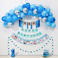 15% off with code julyzweekend. Buy Baby Boy 1st Birthday Decorations Blue Party Supplies For One Highchair Banner Decorations Royal Prince Crown Happy Birthday Banner 12 Months Photo Banner Blue Silver Balloon Garland Kit One Cake Topper Online In Germany B08gyncl51