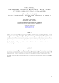 Sains sosial atau sains kemasyarakatan (social sciences) merupakan penggunaan kaedah saintifik untuk mengkaji bidang kemanusiaan di dunia ini. Pdf Tajuk Artikel Amalan Dalam Pengunaan Media Sosial Adalah Strategi Yang Digunakan Oleh Majikan Dalam Hris Tajuk Artikel Dalam English Practice Of Using Social Media Is One Of The Strategy That Is