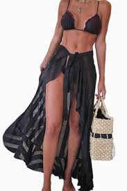 black sheer wrap sarong maxi beach skirt outfit ideen outfit sarong