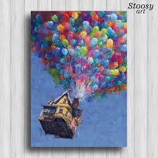 Up Print Balloon House Up Movie Poster Pixar Up House Wall Art Etsy Mini Canvas Art Diy Canvas Art Small Canvas Art