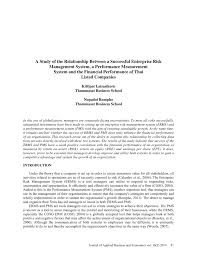 Learn vocabulary, terms and more with flashcards, games and other study tools. Pdf A Study Of The Relationship Between A Successful Enterprise Risk Management System A Performance Measurement System And The Financial Performance Of Thai Listed Companies