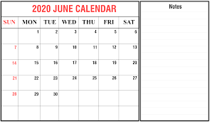 The free template also available in. Blank June 2020 Calendar Printable Template