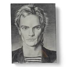 Sting Original Portrait Pencil Sketch Signed Steve Wohler 12" x 14" The  Police Drawing & Illustrations