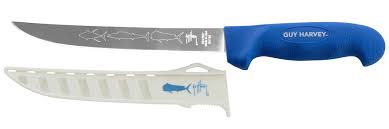 Guy Harvey™ GH138 8” wide, stiff flexible fillet knife with SOFGRIP® handle