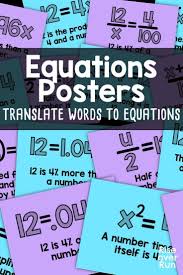 Writing Equations For Word Problems Reference Posters Writing Equations Math Classroom Signs Math Posters High School