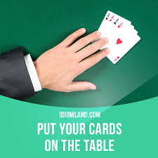 Put Your Cards On The Table Means To Tell Honestly What You Think Or What You Plan To Do She Thought It English Idioms English Phrases Idioms And Phrases
