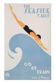 Art Deco Poster Art Deco Print Swimming Poster Seaside Etsy Art Deco Posters Art Deco Print Art Deco Poster