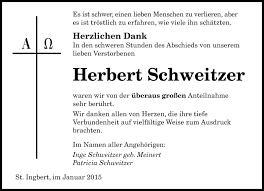Traueranzeigen von Herbert Schweitzer