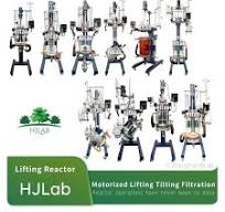 Jacketed Glass Reactor with Motorized Lifting Stirring PTFE Pitched Impeller PTFE Overflow Valve for Crystallization Evaporation