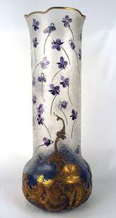 Heaveninawildflower Fabionardini Mont Joye Cameo Glass Vase Violets Art Glass Vase Art Nouveau Glass Art