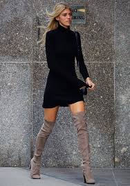 Cute Little Black Dress With Taupe Otk Boots Fashion Fashion Clothes Women Knee Boots Outfit