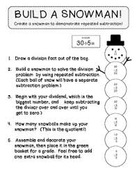Division Repeated Subtraction Snowman Repeated Subtraction Subtraction Math Lessons