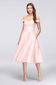 Off The Shoulder Tea Length Bridesmaid Dress David S Bridal Tea Length Bridesmaid Dresses Davids Bridal Bridesmaid Dresses Bridesmaid Dress Styles