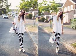 Black And White Striped Tights Outfit Top 10 Ways To Wear Leggings Top Inspired Outfits With Leggings Striped Leggings Outfit Fashion