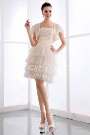 Fancyflyingfox Com Offers High Quality Stunning Champagne Cocktail Dresses With Cap Sleeves Jackets Priced At Only Us Tiered Prom Dress Champagne Cocktail Dress