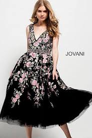 Black Multi Floral Embroidered V Neck Cocktail Dress 53097 Jovani Partydress Familyceleb Embroidered Cocktail Dress Best Formal Dresses Black Cocktail Dress