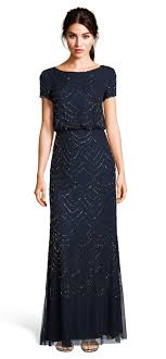 Short Sleeve Beaded Blouson Gown Evening Dresses With Sleeves Sleek Dress Blue Bridesmaid Dresses