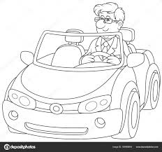 Smiling Man Driving His Sport Car Black White Vector Illustration Stock  Vector by ©AlexBannykh 189466644