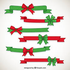 Red green white dark red/green white/red lime green/ red. Free Vector Christmas Ribbons With Bows