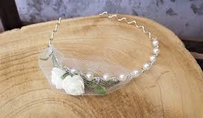 Details Zu Blumen Haarreif Kopfschmuck Perlenreif Creme Rosen Tull Zur Hochzeit Blumen Haarreif Kopfschmuck Haarreifen