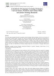 PDF) A Synthesis of Language Learning Strategies: Current Issues, Problems  and Claims Made in Learner Strategy Research | Reza Vaseghi - Academia.edu