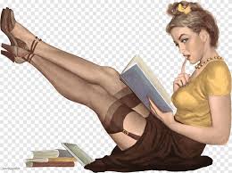 Người phụ nữ đọc sách, cô gái Pin-up Cuốn sách theo phong cách Retro  Burlesque, ghim lên, al Buell, nghệ thuật png | PNGEgg