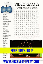 Video Games Word Search Puzzle Word Search Puzzle Download Video Games Video Games