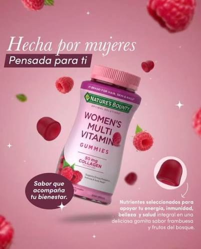 NATURE'S BOUNTY Optimal Solutions – Gomitas multivitamínicas para mujeres 🇺🇸 Gomitas multivitamínicas Nature's Bounty Optimal Solutions diseñadas para mujeres, ideales para apoyar la nutrición diaria y el bienestar general. ▫️Multivitamínico para mujeres