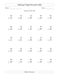 The 2 Digit Plus 2 Digit Addition With Some Regrouping B Math Worksheet Fro Math Fact Worksheets Addition With Regrouping Worksheets Math Addition Worksheets