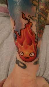 Calcifer From Howl S Moving Castle Tattooed By The Wonderful Mario Gregor At Sinatra S In Wellington New Zealand Tattoos Calcifer Miyazaki Tattoo