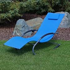 Sunnydaze Outdoor Rocking Wave Lounger With Pillow Patio And Lawn Lounge Chair Rocker Blue Walmart Com In 2020 Lounge Chair Outdoor Pool Lounge Chairs Beachfront Decor