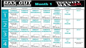Insanity Max 30 Calendar Month 1 Insanity Max 30 Calendar Calendar Insanity Max 30 Workouts