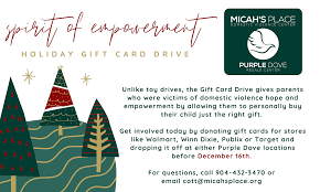 This gift card is not redeemable for cash unless required by law and cannot be used to make payments on any charge account. Holiday Gift Card Drive Micah S Place