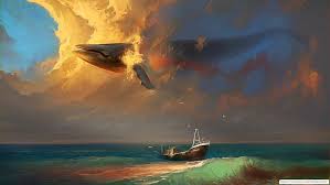 Looking for the best surrealism art desktop backgrounds? Hd Wallpaper Gray Whale Illustration Boat Clouds Fantasy Art Surreal Sea Wallpaper Flare