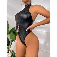 Black Womens Lingerie Sexy Porn Body Suit PU Leather Bodysuit Fashion Rave  Costume Sleeveless Backless High Cut Catsuit Clubwear - AliExpress