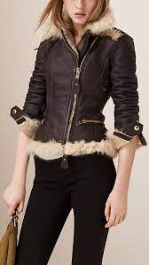 Burberry Dark Brown Dark Ecru Shearling Aviator Jacket Image 2 Leather Jacket Aviator Leather Jacket Aviator Jackets