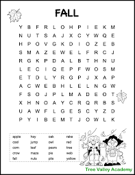 Create your own free printable bingo cards, word searches, sudoku, mazes, word wheels, word scramble and more. Printable Fall Word Searches For Kids Tree Valley Academy