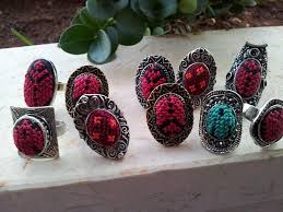 خواتم فضة تطريز فلاحي Palestinian Embroidery Cross Stitch Designs Embroidery