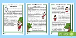 She ordered snow white to be killed but the hunter they rode away together and lived happily ever after. Ks1 Snow White And The Seven Dwarfs Differentiated Reading Comprehension