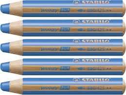 Amazon.com : 5 x STABILO Woody 3 in 1 Multi-Talented Jumbo Pencil - Blue  (880/425) : Office Products