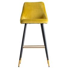 Art Deco Style Yellow Mustard Velvet And Black Lacquered Metal Feet Bar Stool Bar Stools Vinyl Bar Stool Breakfast Bar Stools