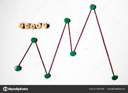 Stock Chart Green Pins Red String Word Chart Wooden Chart