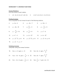 You can & download or print using the browser document reader options. Worksheet 7 4 Inverse Functions