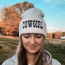 Cowboy Embroidered Beanie Hat. Cowgirl Embroidered Beanie Hat. Western  Themes Font Text Embroidered Beanie Hats. Western Gift Ideas